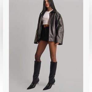 Mango Elegant Black Knee-High Women's Boots